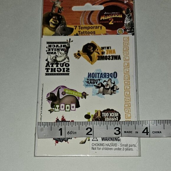 Madagascar Escape 2 Africa Movie 7 Temporary Tattoos Alex Marty Gloria Melman - Picture 3 of 4